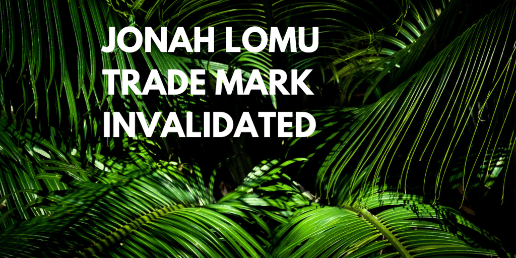 JONAH LOMU New Zealand Trade Mark Invalidated